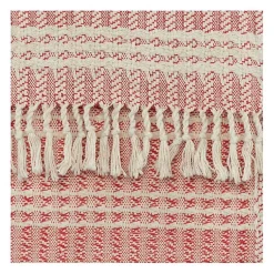 Blankets & Throws>Kirklands Home Red and Ivory Striped Cotton Throw
