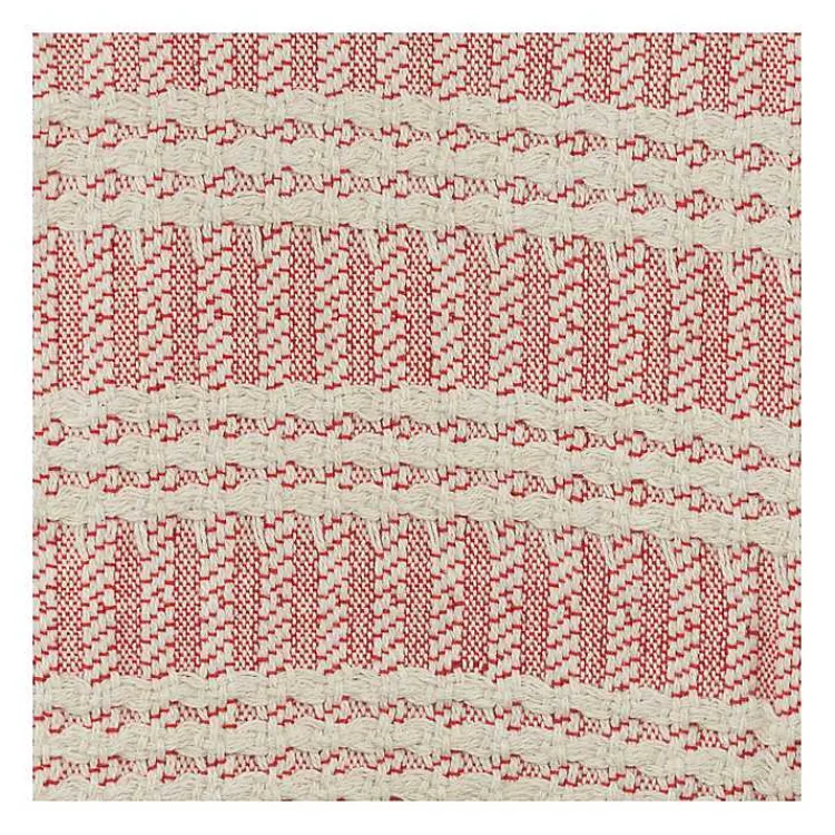 Blankets & Throws>Kirklands Home Red and Ivory Striped Cotton Throw