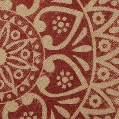 Kirklands Home Red and Natural Print Round Placemats, Set of 6
