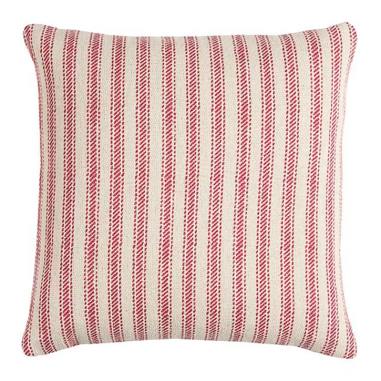 Christmas Pillows>Kirklands Home and Natural Ticking Stripe Pillow Red