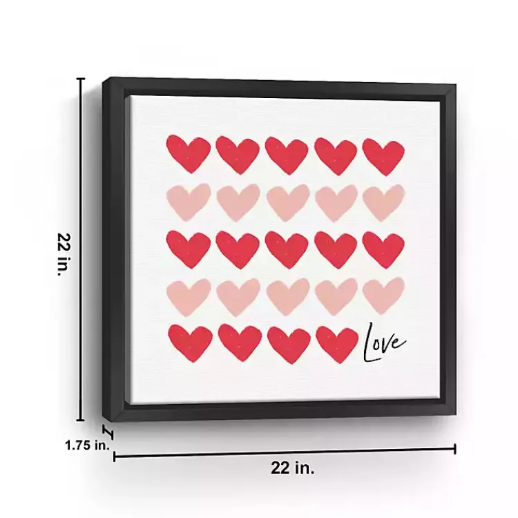 Valentines Day Decorations>Kirklands Home Red and Pink Hearts Freamed Canvas Art Print