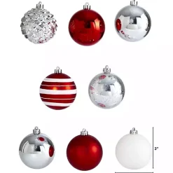 Christmas Ornaments>Kirklands Home Red and Silver Shatterproof Ornaments, Set of 64