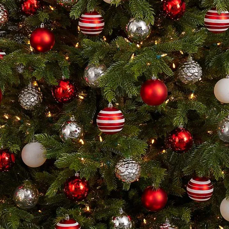 Christmas Ornaments>Kirklands Home Red and Silver Shatterproof Ornaments, Set of 64
