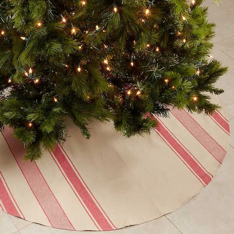 Christmas Tree Skirts & Collars>Kirklands Home Red and Tan Striped Tree Skirt