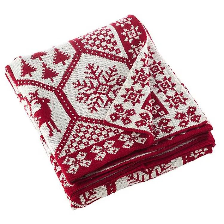 Christmas Decorations>Kirklands Home Red and White Geometric Christmas Throw Blanket