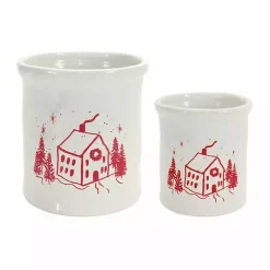 Kirklands Home Red and White Holiday Home Crock Hot