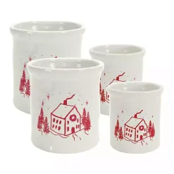 Kirklands Home Red and White Holiday Home Crock Hot