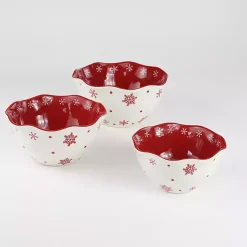 Kirklands Home Red and White Nesting Christmas Bowls, Set of 3 Best