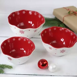 Kirklands Home Red and White Nesting Christmas Bowls, Set of 3 Best