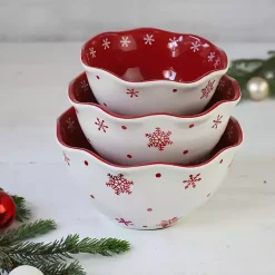 Kirklands Home Red and White Nesting Christmas Bowls, Set of 3 Best