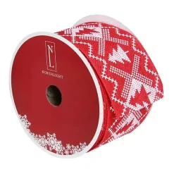 Christmas Tree Decorations>Kirklands Home Red and White Nordic Tree 16 yard Christmas Ribbon