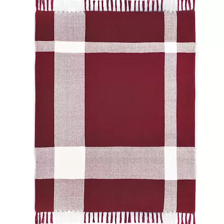 Blankets & Throws>Kirklands Home Red and White Plaid Organic Cotton Throw
