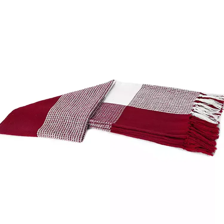 Blankets & Throws>Kirklands Home Red and White Plaid Organic Cotton Throw