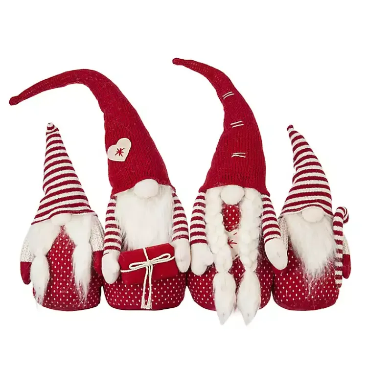 Christmas Decorations>Kirklands Home Red and White Plush Gnome Decoration
