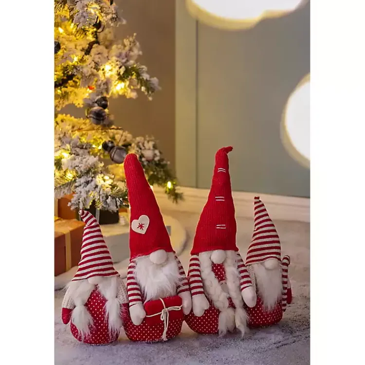 Christmas Decorations>Kirklands Home Red and White Plush Gnome Decoration