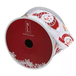 Christmas Tree Decorations>Kirklands Home Red and White Snowman 16 yard Christmas Ribbon