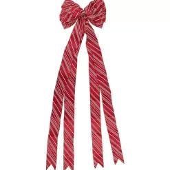 Christmas Tree Decorations>Kirklands Home Red and White Striped Bow Tree Topper