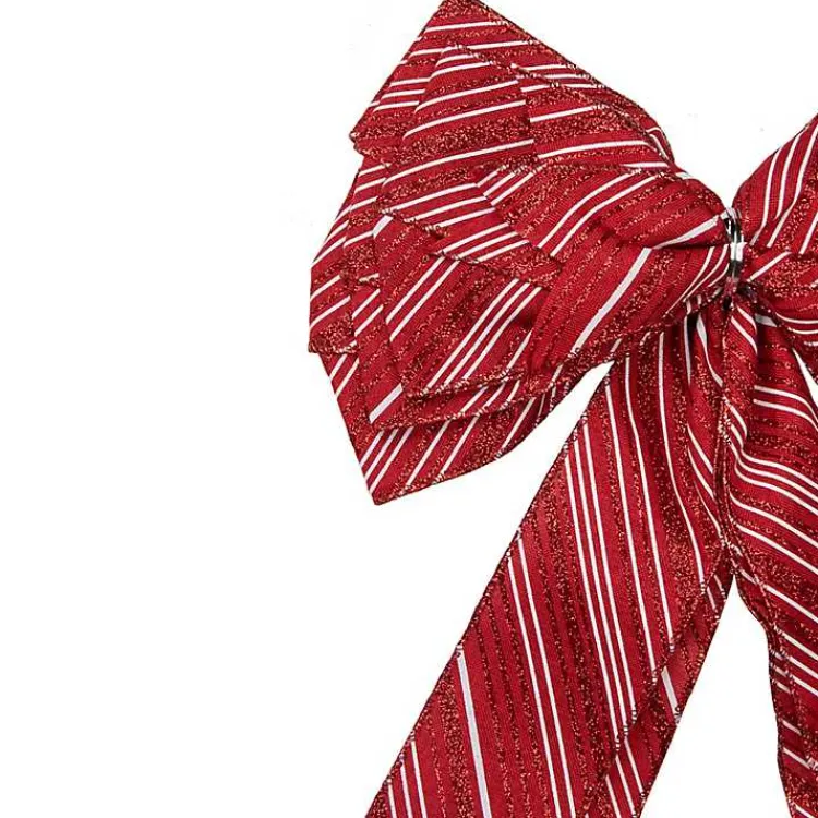 Christmas Tree Decorations>Kirklands Home Red and White Striped Bow Tree Topper
