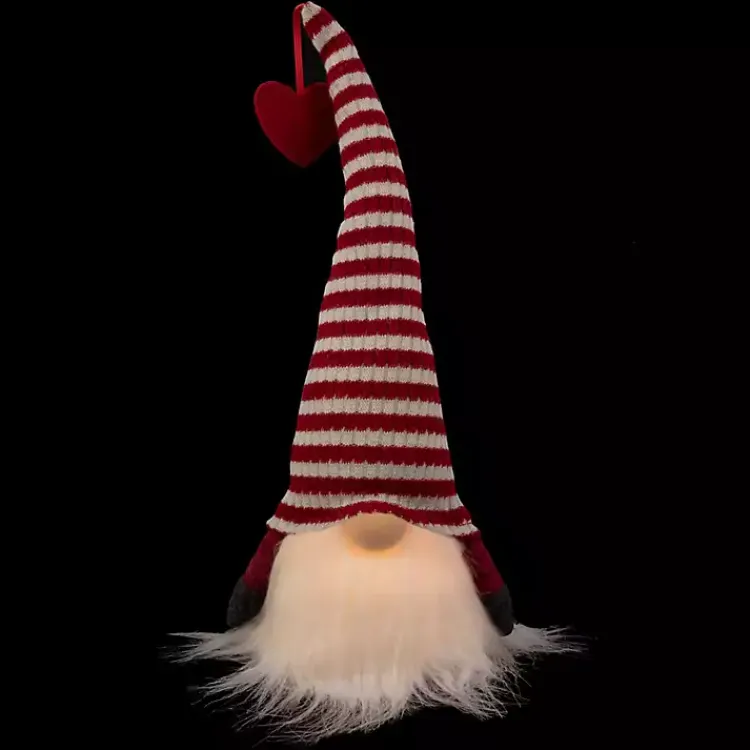 Valentines Day Decorations>Kirklands Home Red and White Striped LED Valentine Gnome