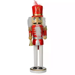 Christmas Decorations>Kirklands Home Red and White Wooden Nutcracker