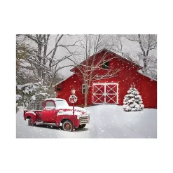 Christmas Art & Wall Decor>Kirklands Home Red Barn in Winter Canvas Art Print, 24x32
