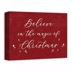 Christmas Art & Wall Decor>Kirklands Home Red Believe Magic of Christmas Canvas Wall Plaque