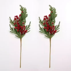 Stems & Bouquets>Kirklands Home Berries & Bells Christmas Stems, Set of 2 Red