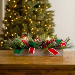 Arrangements & Greenery>Kirklands Home Red Berry and Ribbon Christmas Centerpiece
