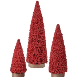 Christmas Decorations>Kirklands Home Red Berry Cone Christmas Trees, Set of 3