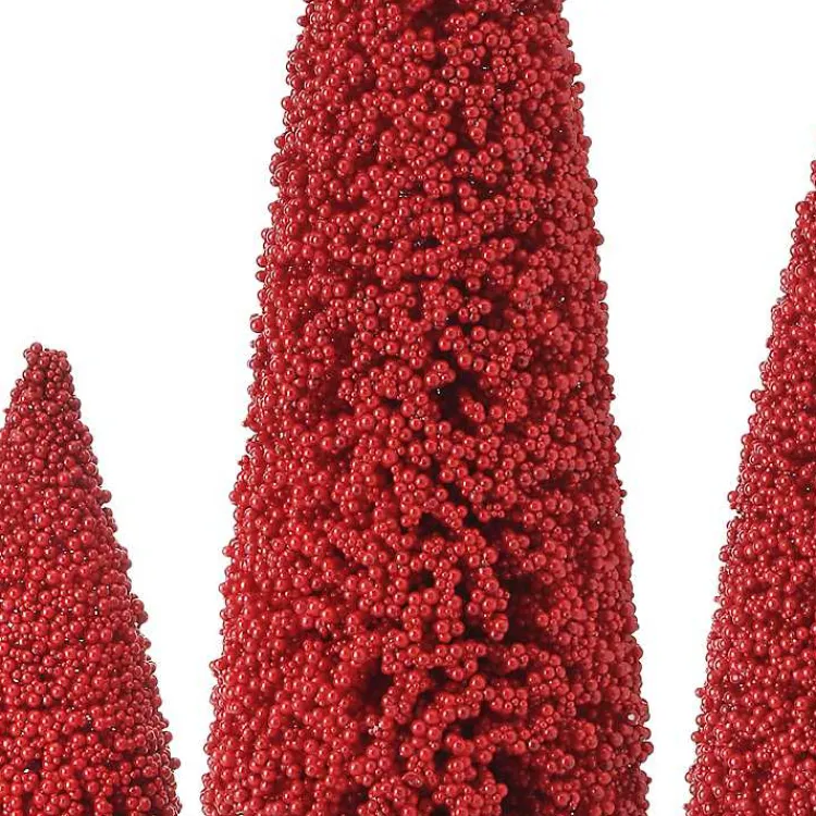 Christmas Decorations>Kirklands Home Red Berry Cone Christmas Trees, Set of 3