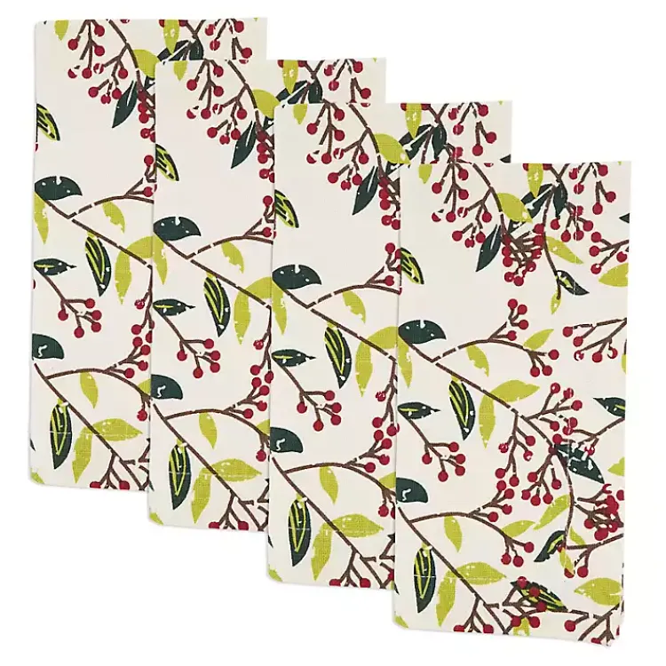Kirklands Home Red Berry Delight Cotton Napkins, Set of 4 Discount