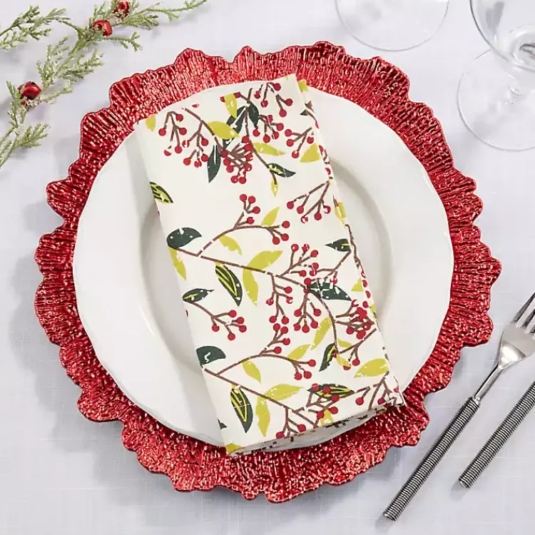 Kirklands Home Red Berry Delight Cotton Napkins, Set of 4 Discount