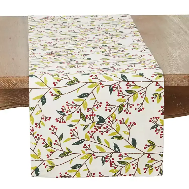 Kirklands Home Red Berry Delight Cotton Runner Clearance