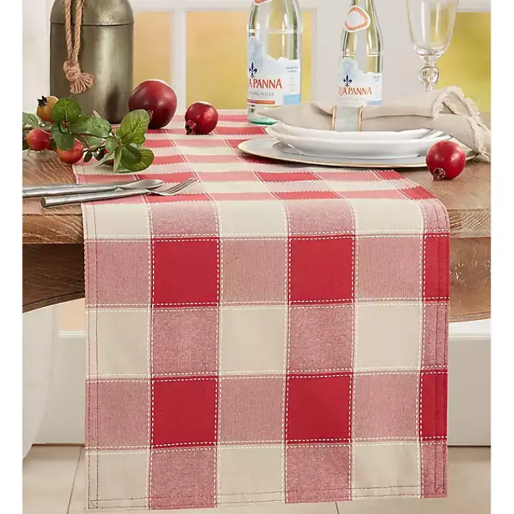Kirklands Home Red Block Plaid Table Runner, 90 in. Best