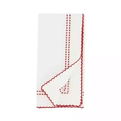 Kirklands Home Red Border Embroidered Napkins, Set of 4 Discount