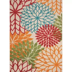 Kirklands Home Red Bright Floral Burst Outdoor Area Rug, 5x7 Outlet