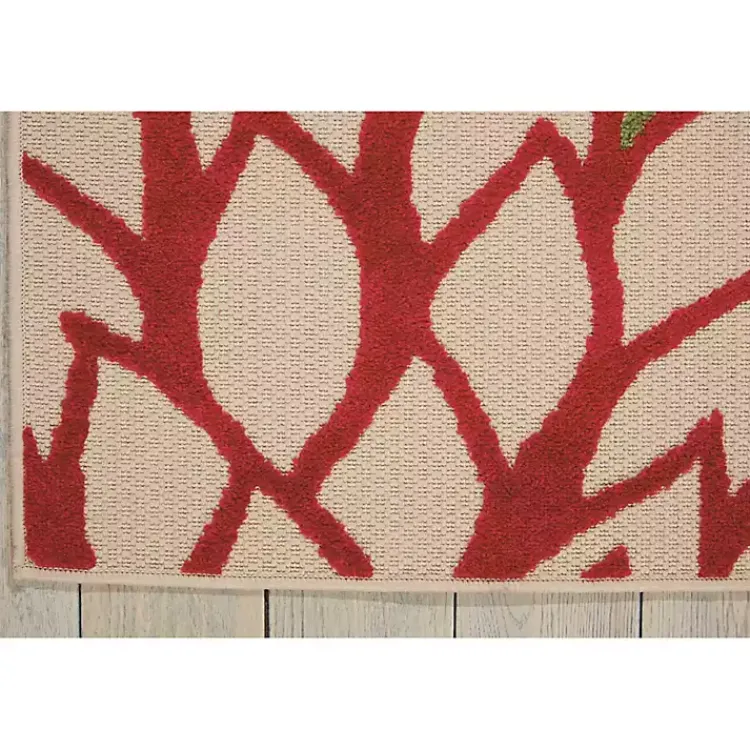 Kirklands Home Red Bright Floral Burst Outdoor Area Rug, 5x7 Outlet