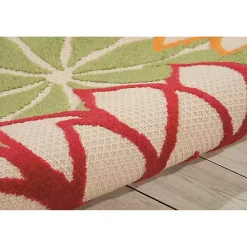 Kirklands Home Red Bright Floral Burst Outdoor Area Rug, 5x7 Outlet