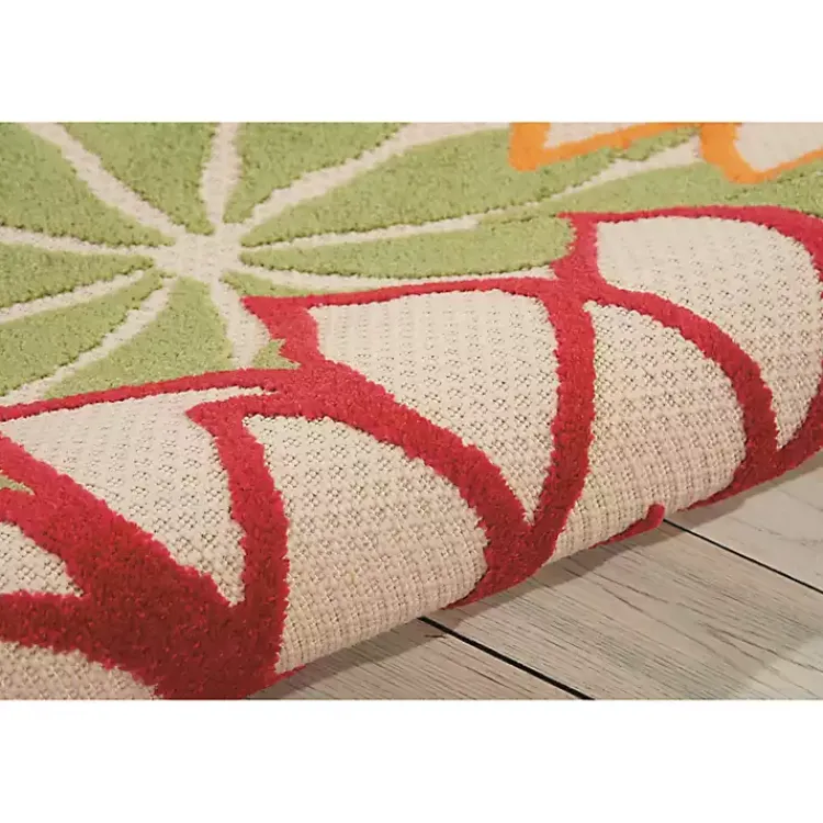 Kirklands Home Red Bright Floral Burst Outdoor Area Rug, 5x7 Outlet
