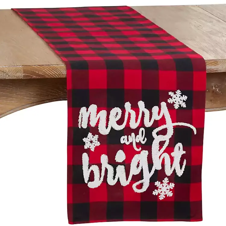Christmas Dining & Entertaining>Kirklands Home Red Buffalo Check Merry & Bright Table Runner