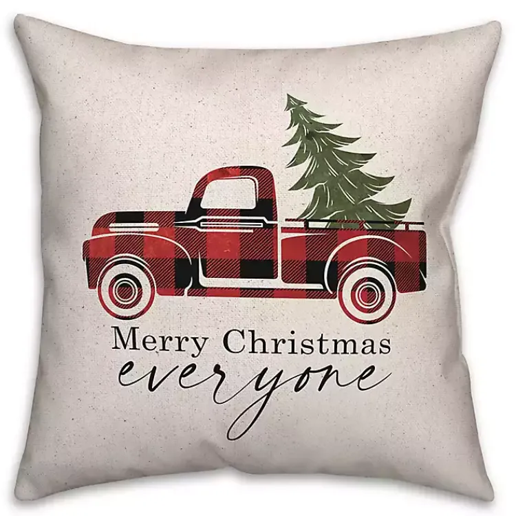Pillows>Kirklands Home Red Buffalo Check Merry Christmas Truck Pillow