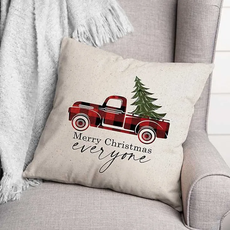 Pillows>Kirklands Home Red Buffalo Check Merry Christmas Truck Pillow