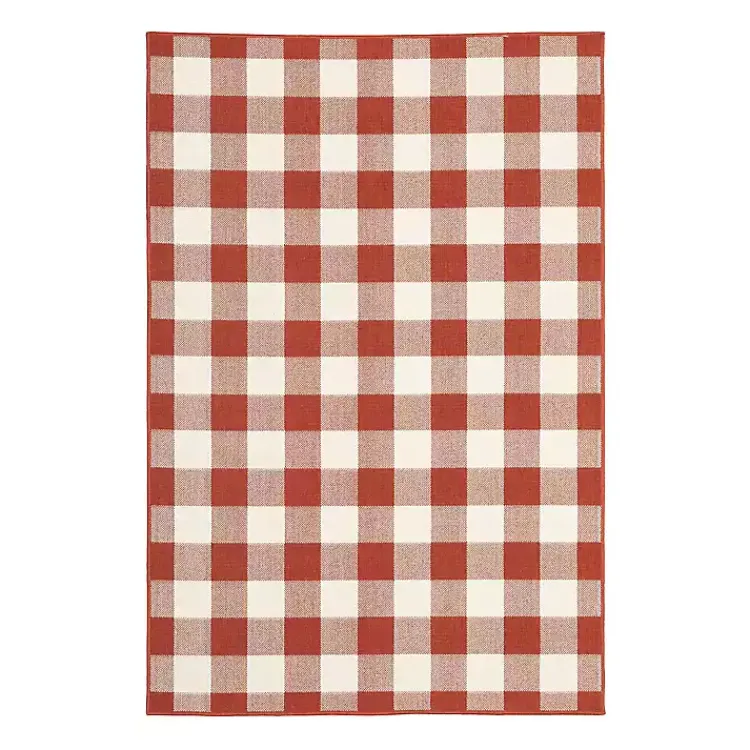 Kirklands Home Buffalo Check Outdoor Area Rug, 5x7 Red Hot