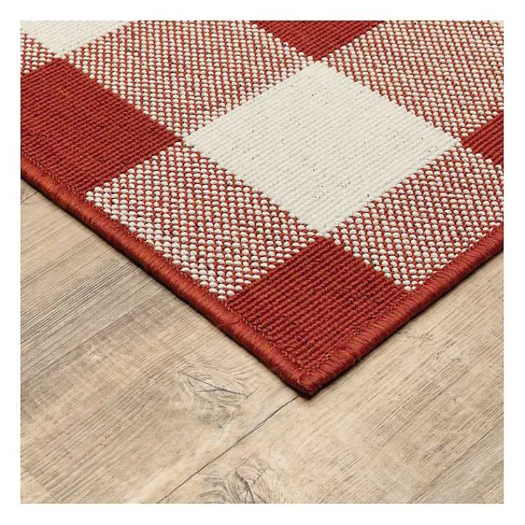 Kirklands Home Buffalo Check Outdoor Area Rug, 5x7 Red Hot