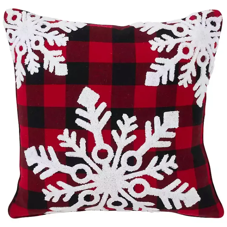 Pillows>Kirklands Home Red Buffalo Check Snowflake Christmas Pillow