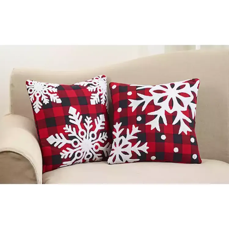 Pillows>Kirklands Home Red Buffalo Check Snowflake Christmas Pillow