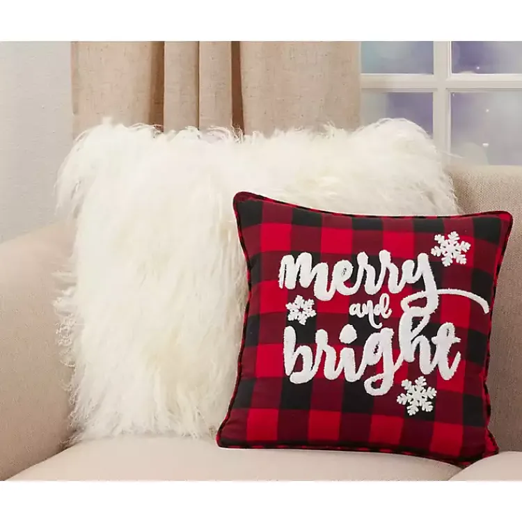 Pillows>Kirklands Home Red Buffalo Plaid Merry & Bright Christmas Pillow