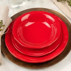 Kirklands Home Ceramic Soft Scallop 16-pc. Dinnerware Set Red Outlet