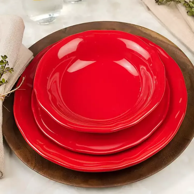 Kirklands Home Ceramic Soft Scallop 16-pc. Dinnerware Set Red Outlet