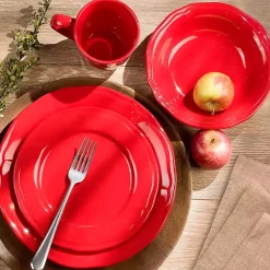 Kirklands Home Ceramic Soft Scallop 16-pc. Dinnerware Set Red Outlet